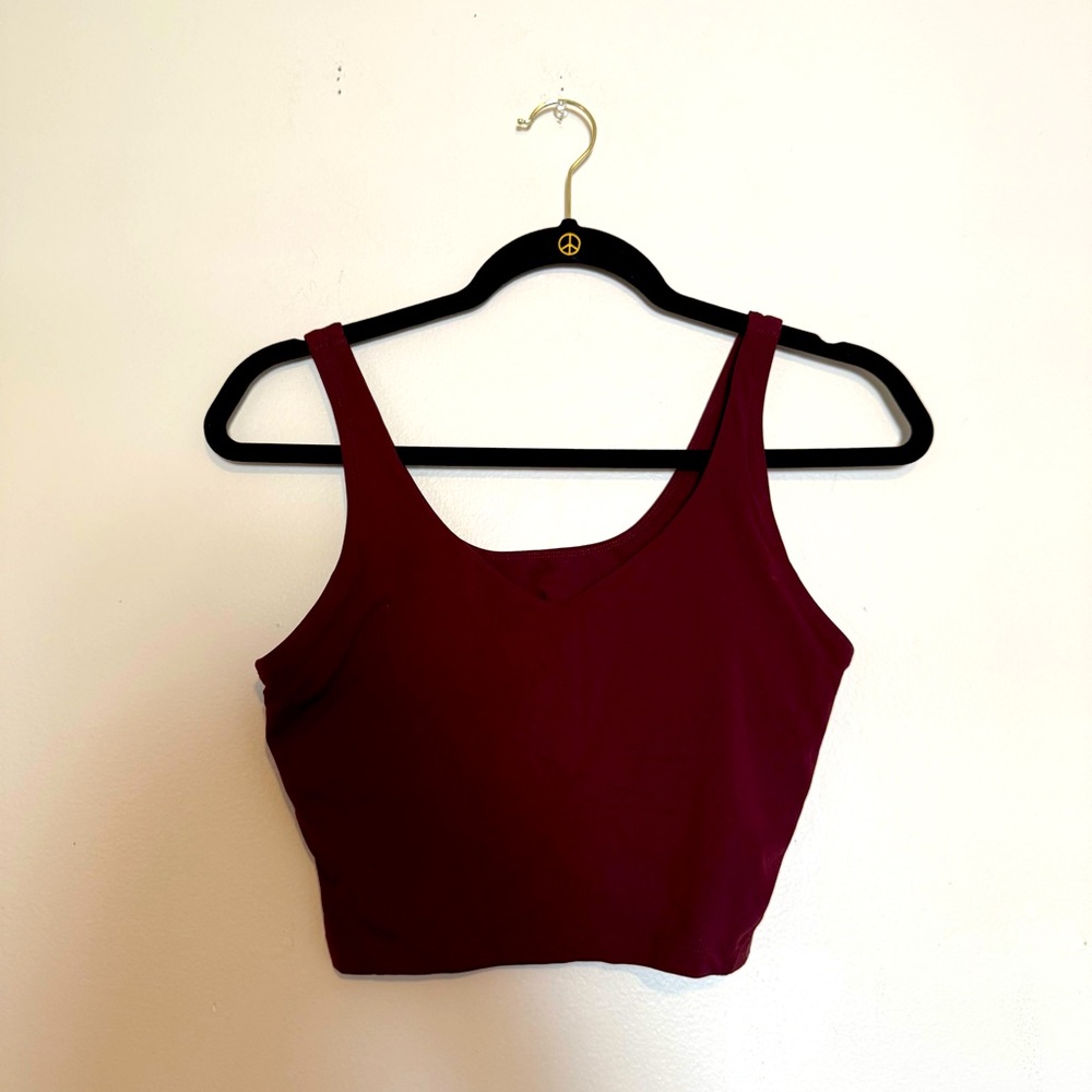 Chic Burgundy Seamless Padded Crop Top